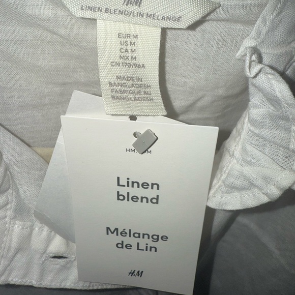 h&m ruffle sleeves linen blend button down top M - Picture 2 of 4